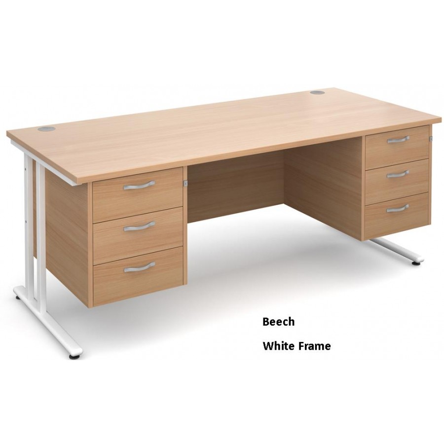 Maestro Cantilever Straight Desk with 2 Pedestals